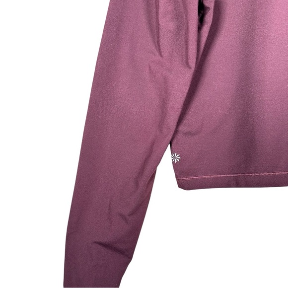 ATHLETA Shanti Long Sleeve Scoop Neck Crop Top in Antique Burgundy - Picture 5 of 10